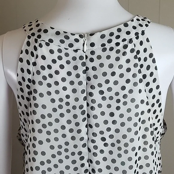 Betsey Johnson White & Black Polka-dot Halter Neck Back Zip Flowy Swing Dress - Picture 9 of 16